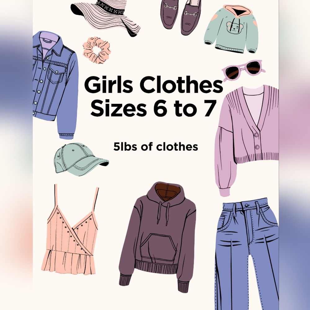 Girls Clothing Bundle Sizes 6 to 7, 5lbs
